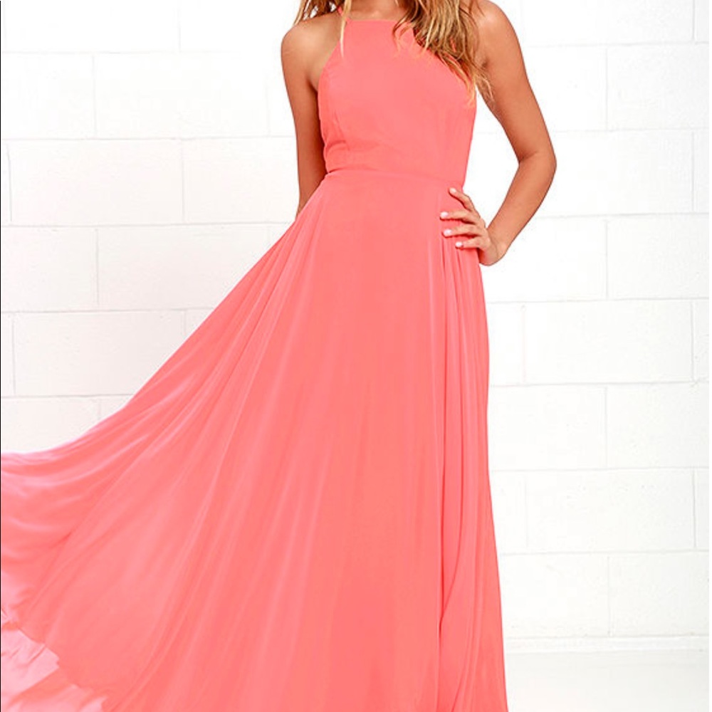 Coral Pink Maxi Dress
